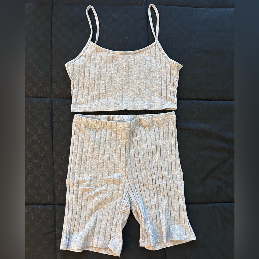 Grey shein 2 piece matching shorts set